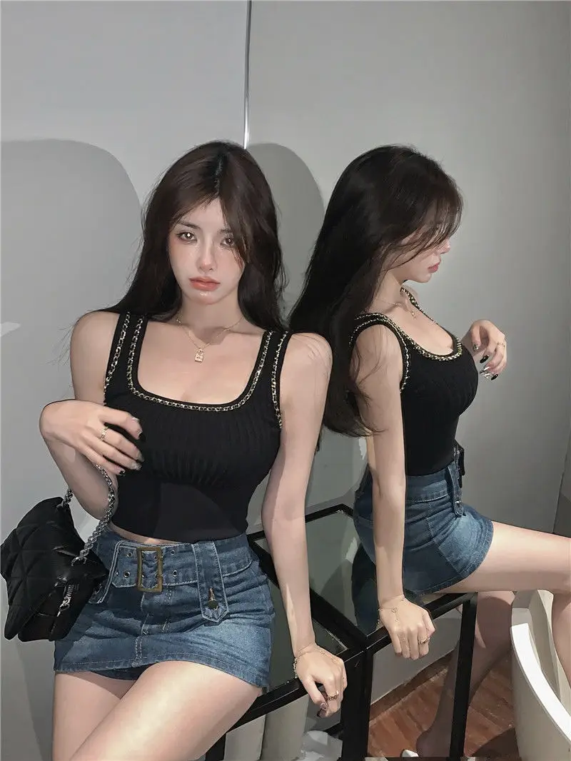 White Knitted Camisole Women's 2023 Spring Summer Top — feature 11