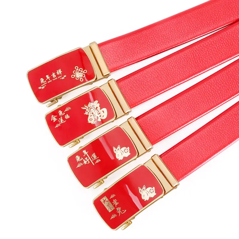 Chinese Red Rabbit Belt for Men Middle Age