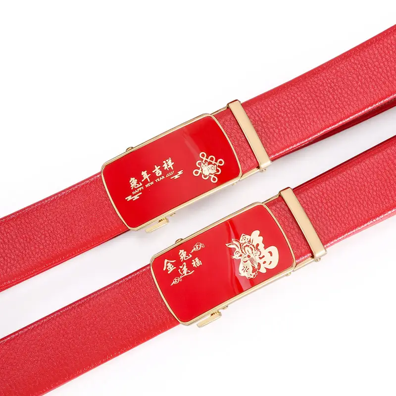 Chinese Red Rabbit Belt for Men Middle Age