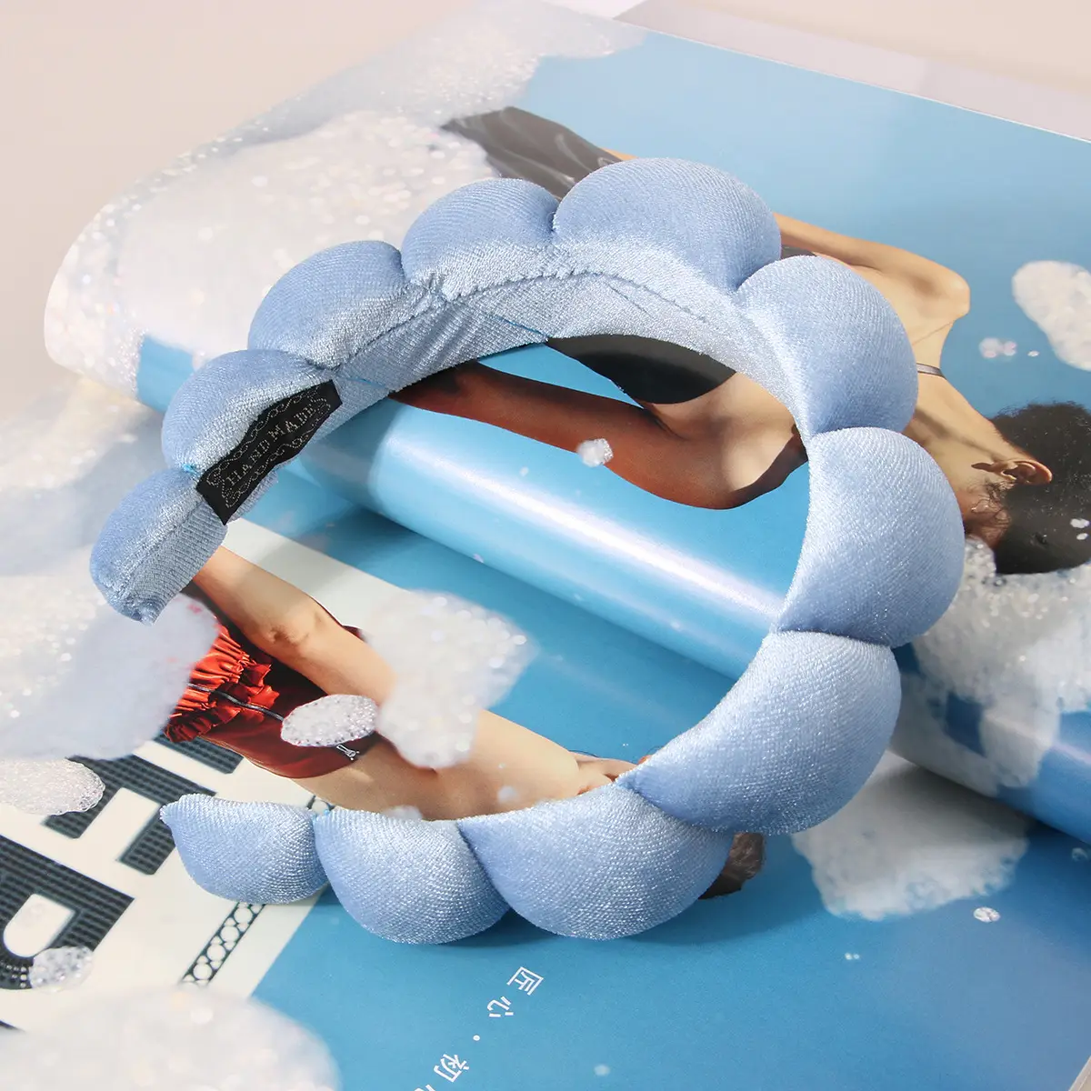Blue Velvet Water Ripple SPA Hair Band for Women — feature 9