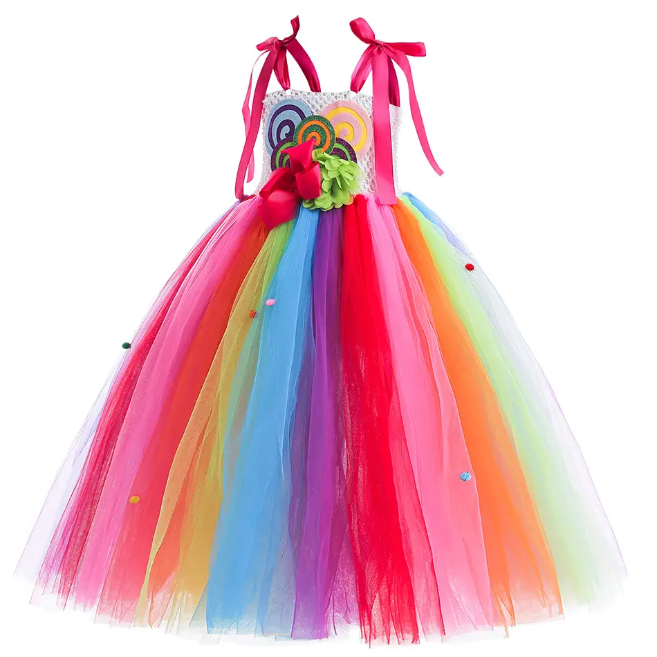 Christmas New Kids Dress Pink Mesh Lace European American - Image 3