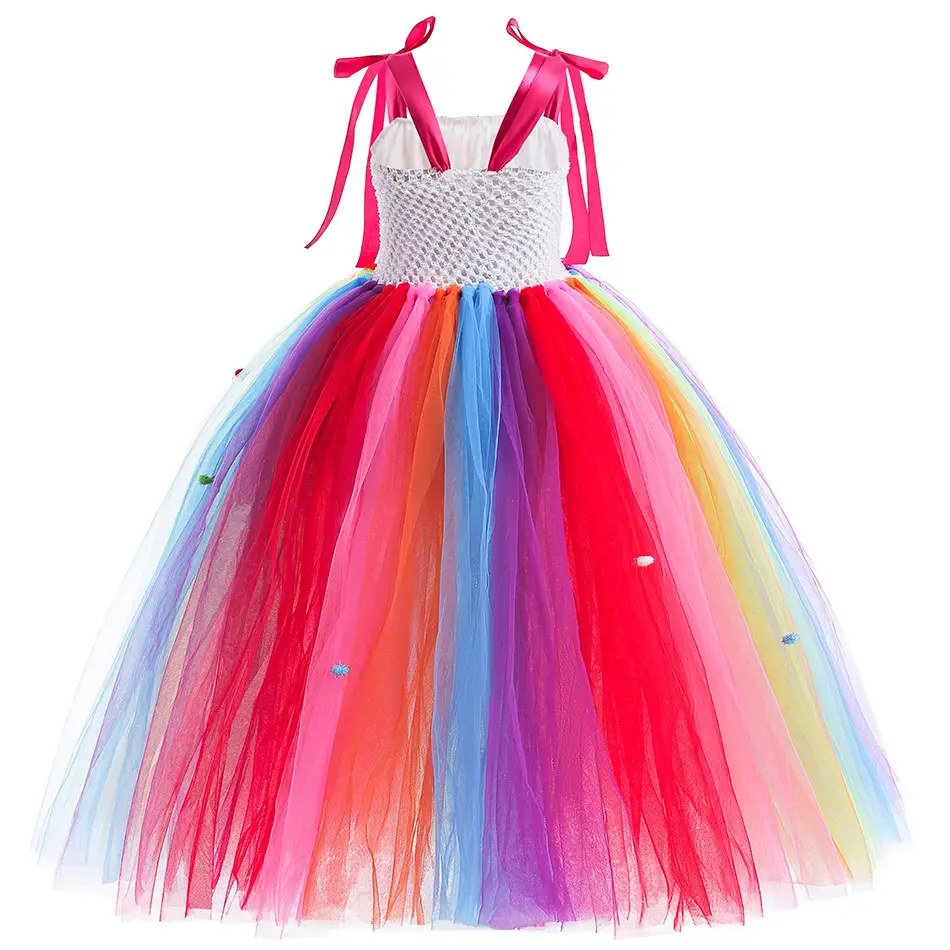 Christmas New Kids Dress Pink Mesh Lace European American - Image 4