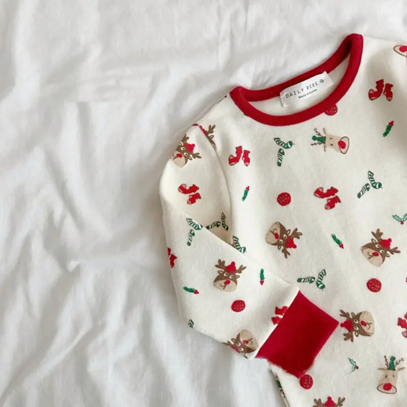 Korean Style Cotton Pajamas for Boys Girls Floral Green — feature 7