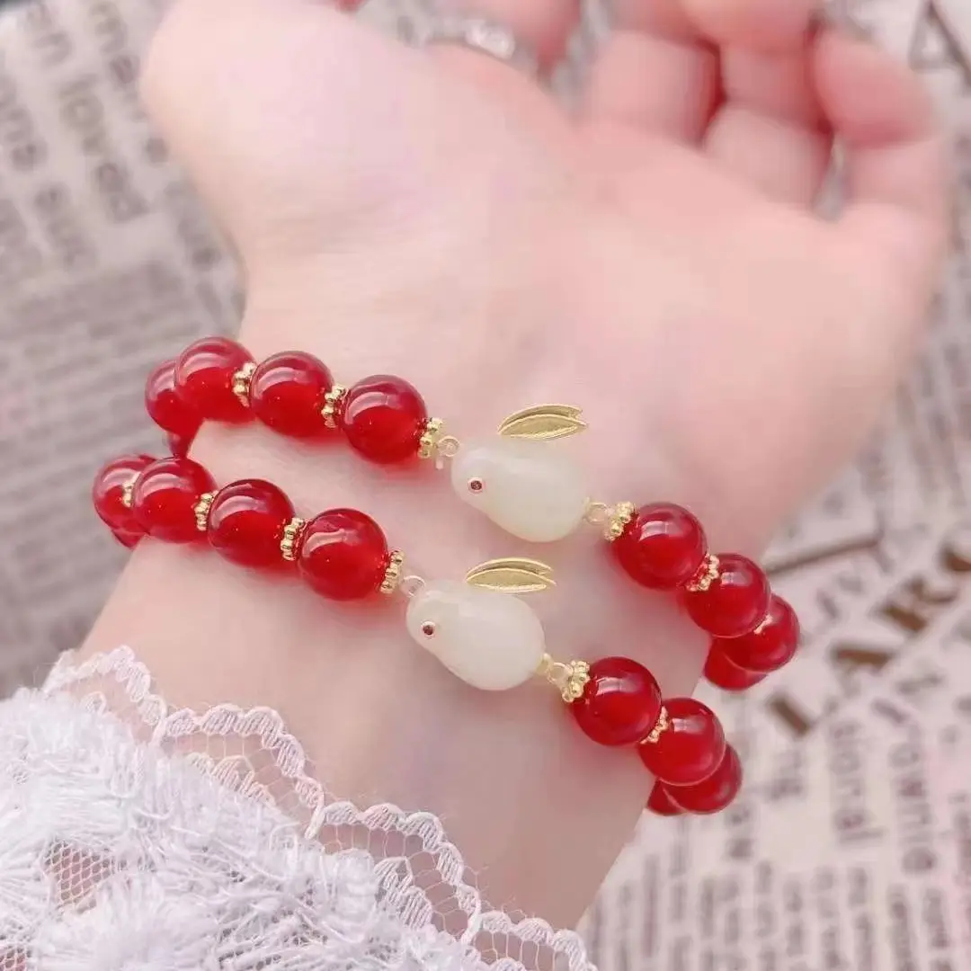 Red Jade Rabbit Bracelet for Girls Summer Transfer — feature 25