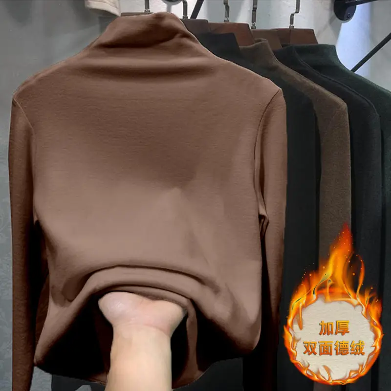 2026 Winter Thermal Fleece Plus Size Green Long Sleeve - Image 2