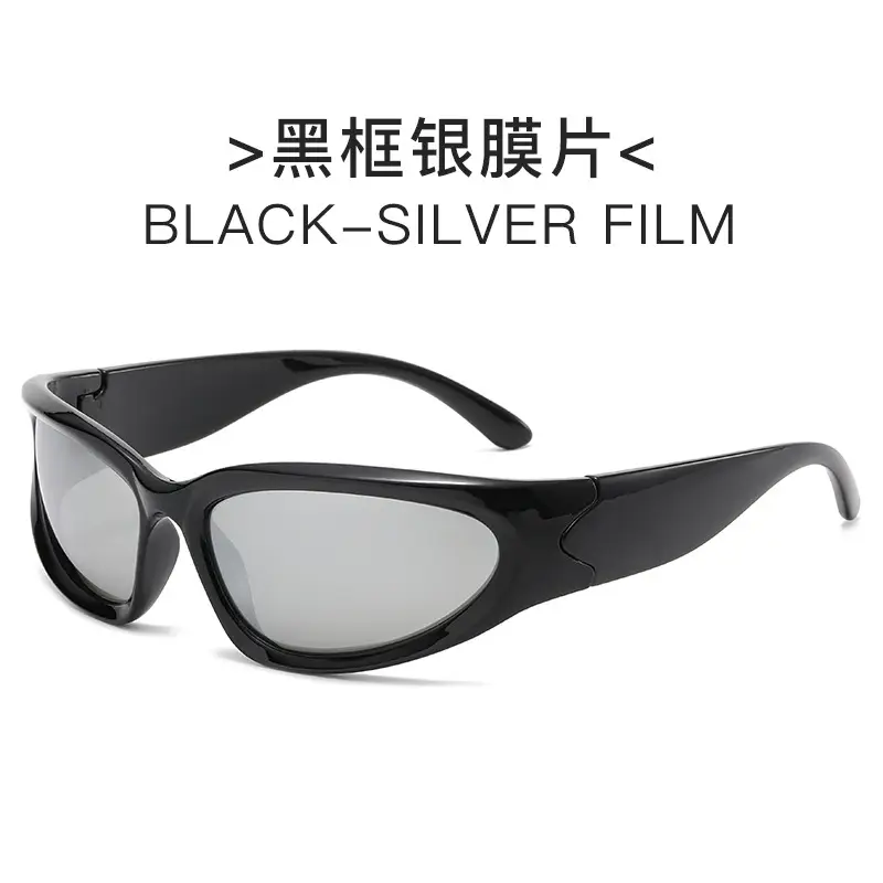 Black Silver Film Sunglasses for Women - Image 11