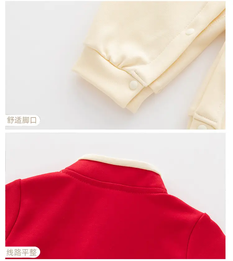 Baby's Red Rabbit Ear Bow Tied Pajamas Set — feature 10