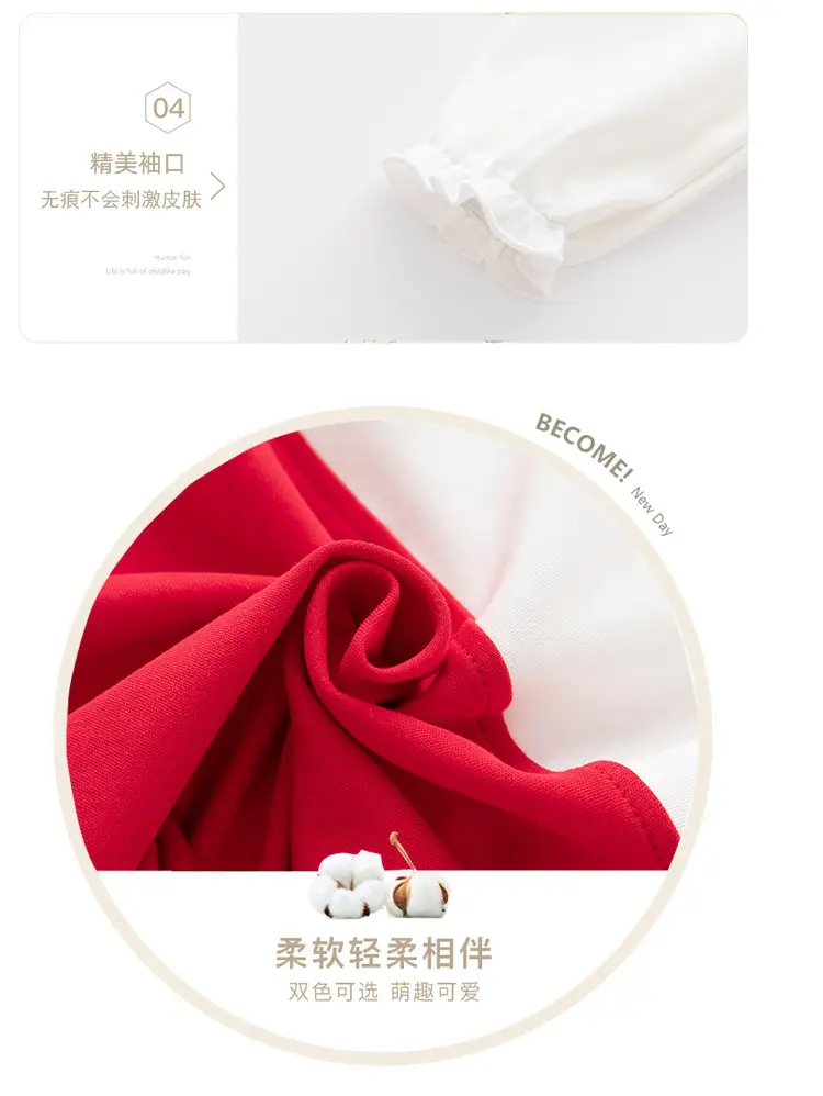 Baby's Red Rabbit Ear Bow Tied Pajamas Set — feature 7