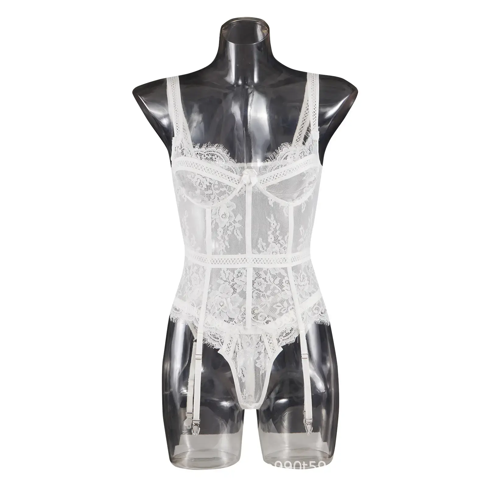 White Lace Crossbody Underwear Set for Women — feature 1