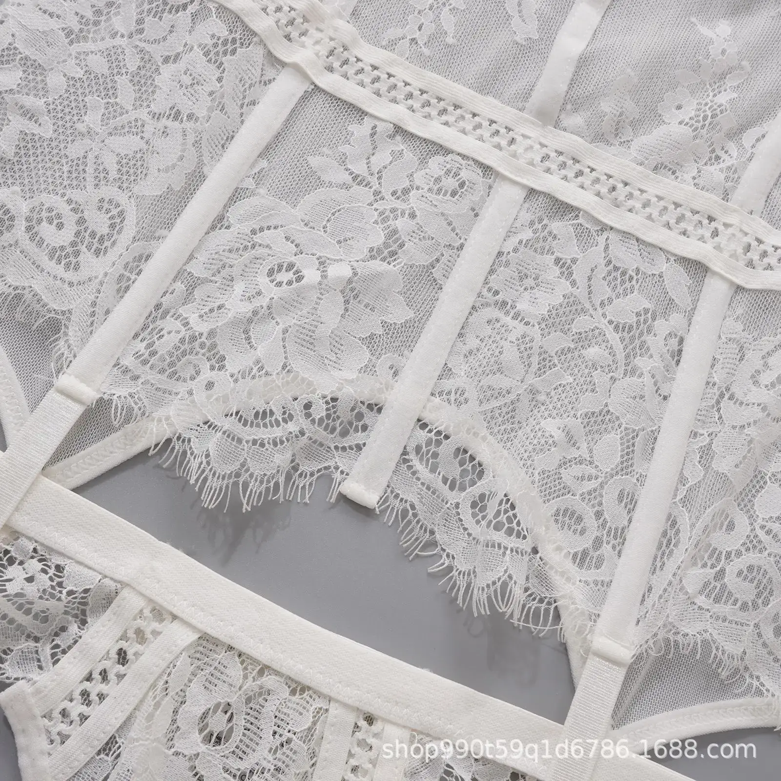 White Lace Crossbody Underwear Set for Women — feature 6