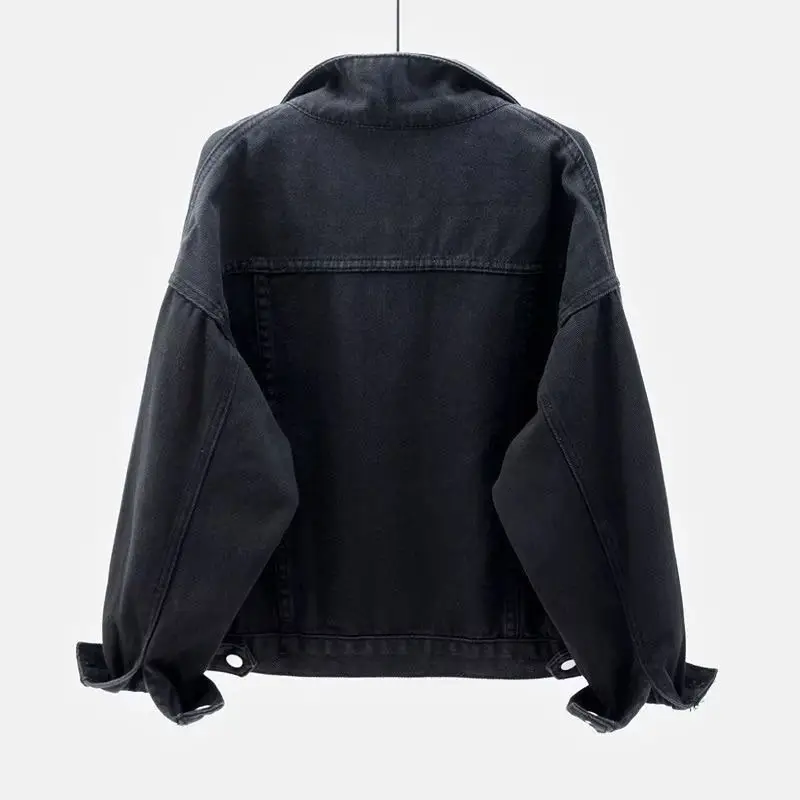 2025 Black Denim Women's Short Top Loose Korean Style - Image 5