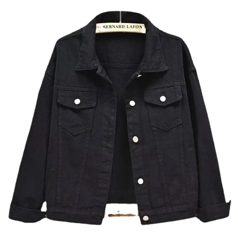 2025 Black Denim Women's Short Top Loose Korean Style - Image 6