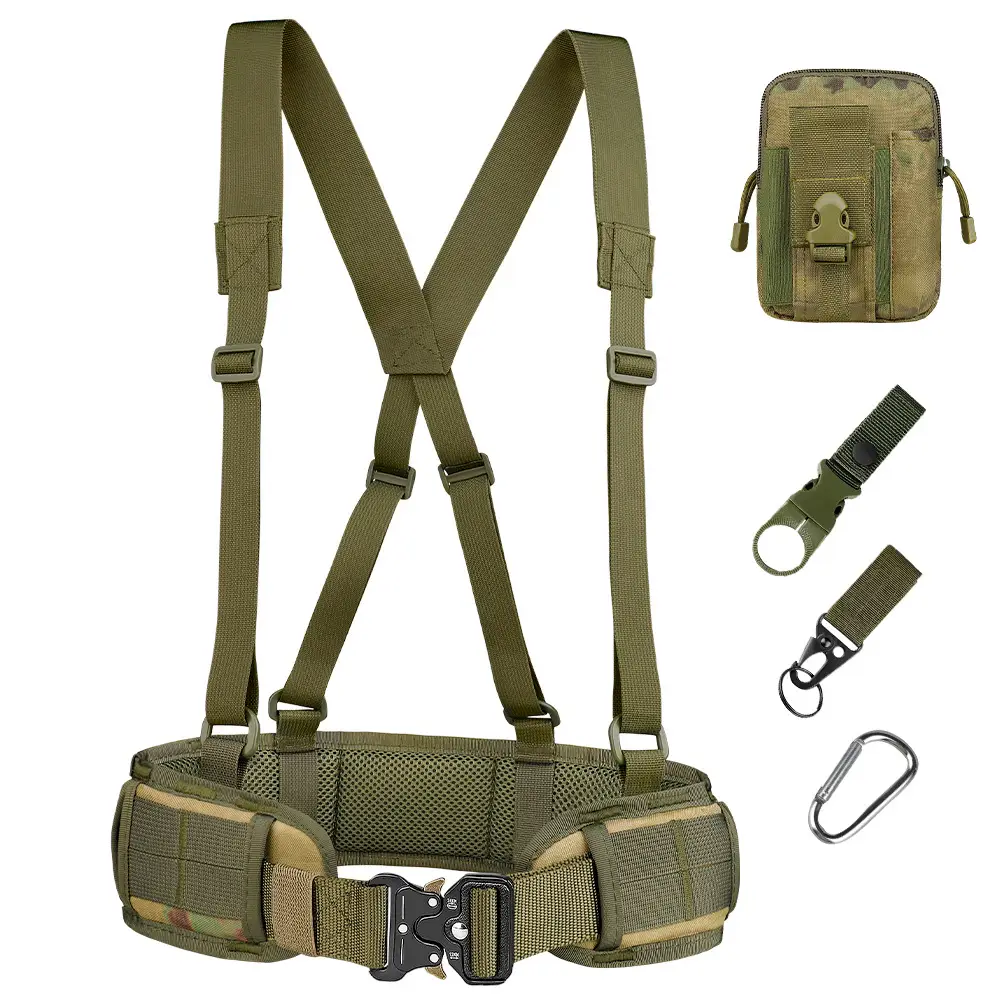 Tactical Nylon Belt Girdle Set Tan Adjustable