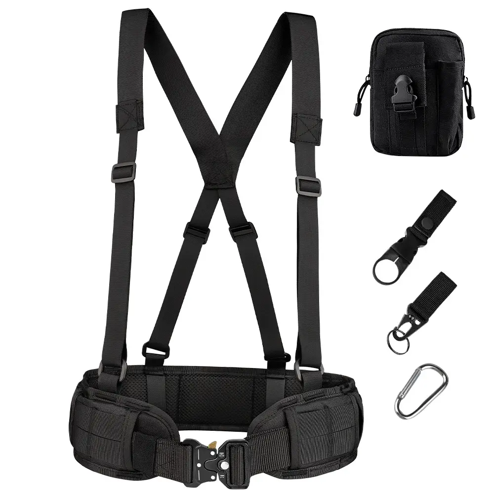 Tactical Nylon Belt Girdle Set Tan Adjustable