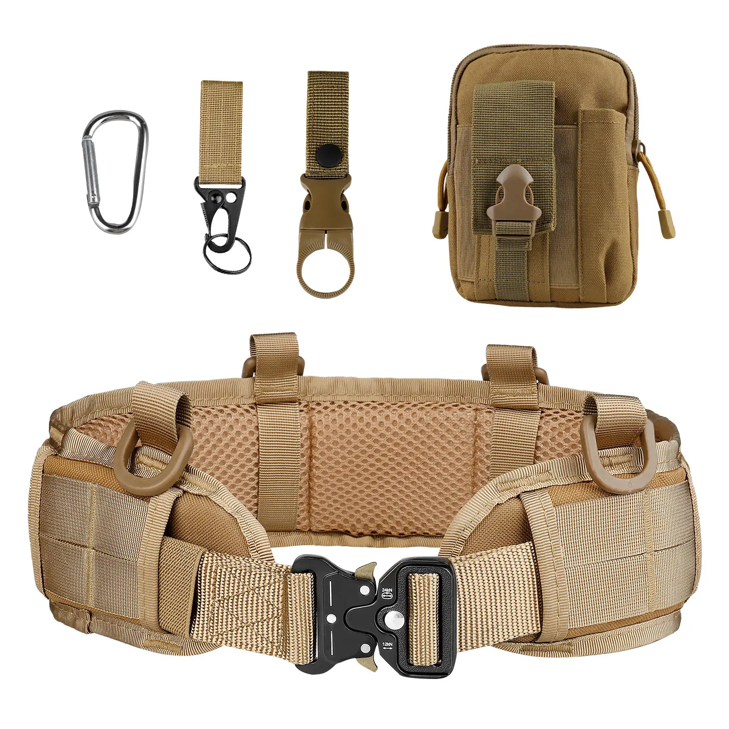 Tactical Nylon Belt Girdle Set Tan Adjustable