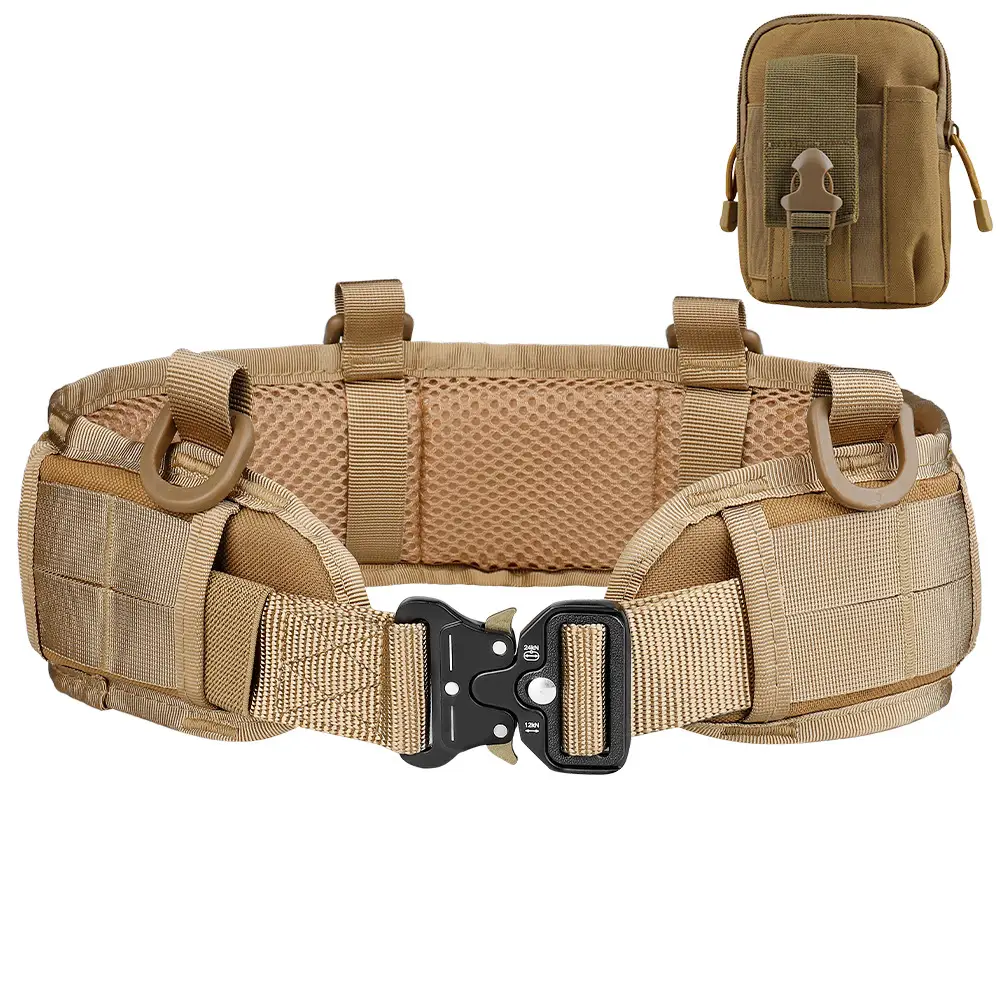 Tactical Nylon Belt Girdle Set Tan Adjustable