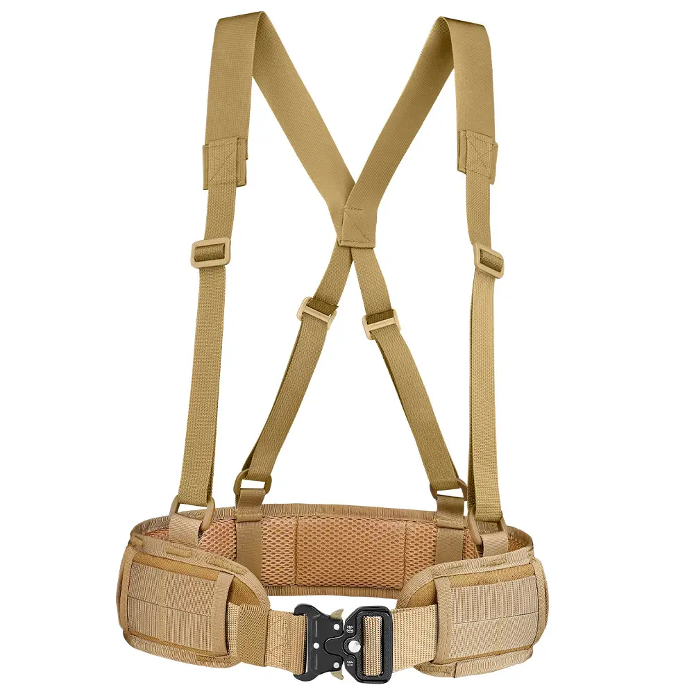 Tactical Nylon Belt Girdle Set Tan Adjustable