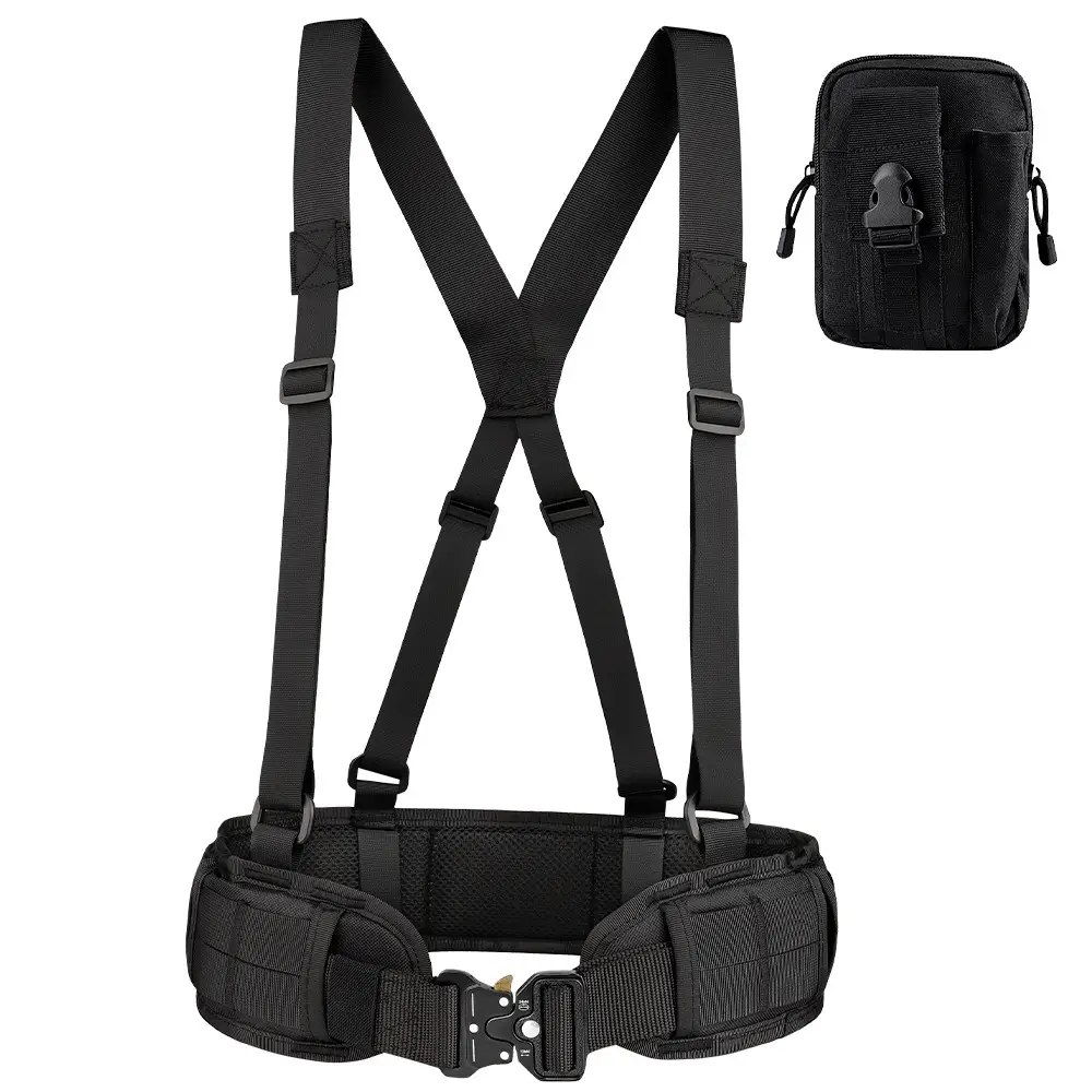 Tactical Nylon Belt Girdle Set Tan Adjustable