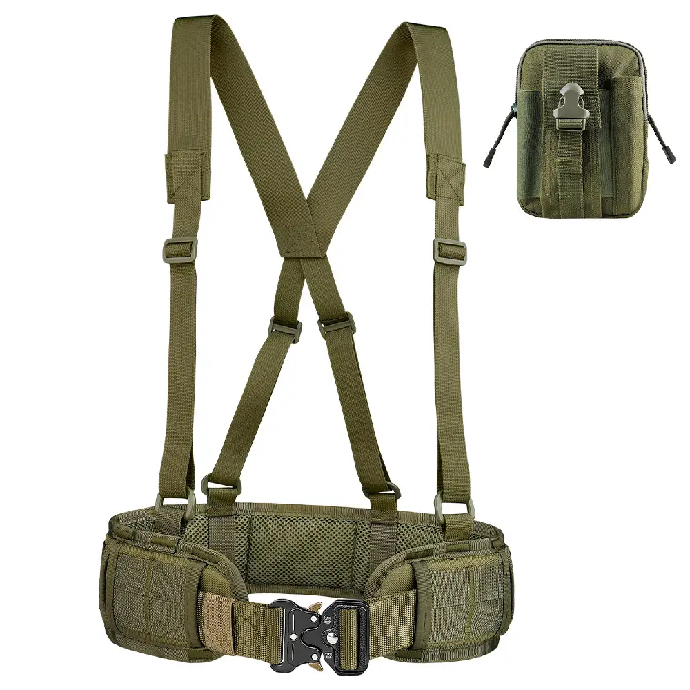 Tactical Nylon Belt Girdle Set Tan Adjustable