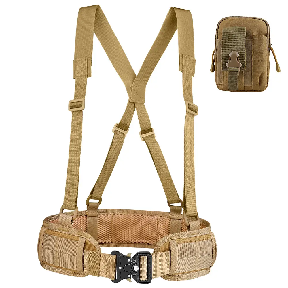 Tactical Nylon Belt Girdle Set Tan Adjustable