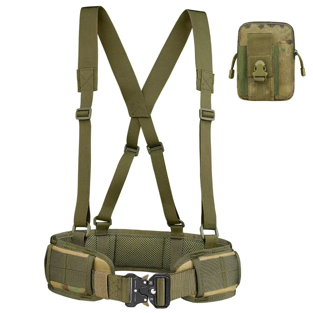 Tactical Nylon Belt Girdle Set Tan Adjustable