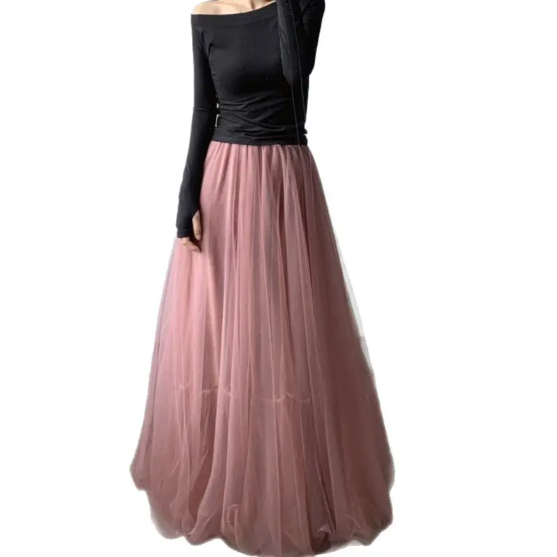 Fairy Mesh Skirt Red Mid Length Floor Long