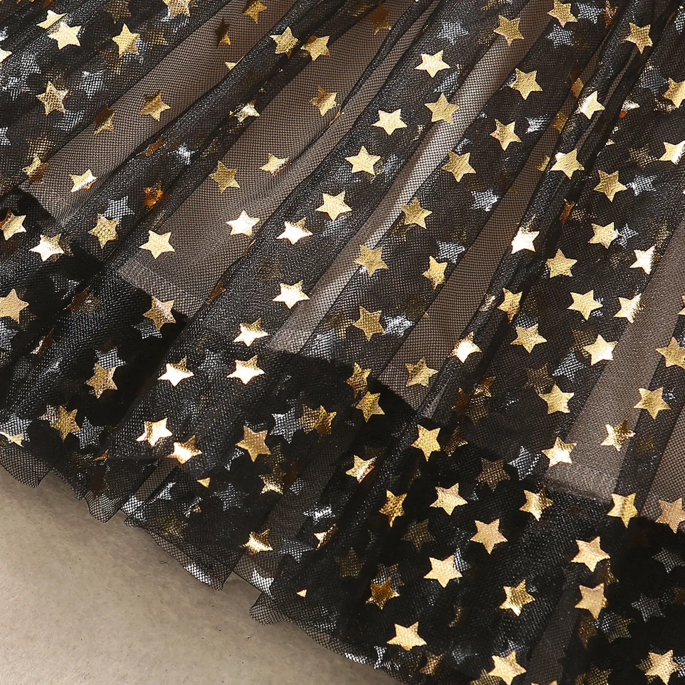 Black 5-Pin Star Mesh Princess Skirt for Girls Medium