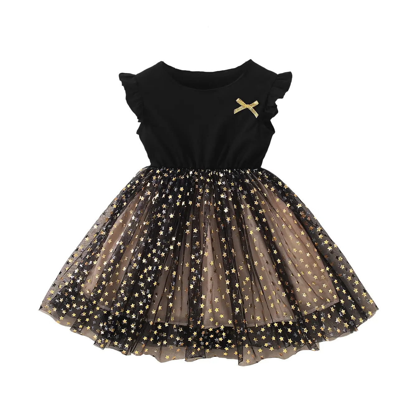 Black 5-Pin Star Mesh Princess Skirt for Girls Medium