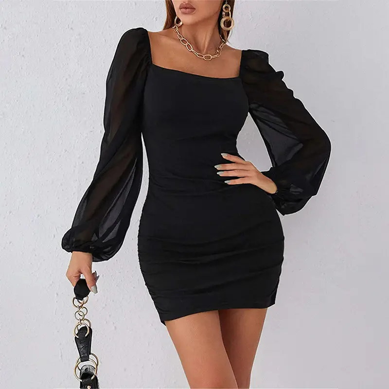 Maroon Mesh Cross-Border Skirt Dress for Women - Image 4