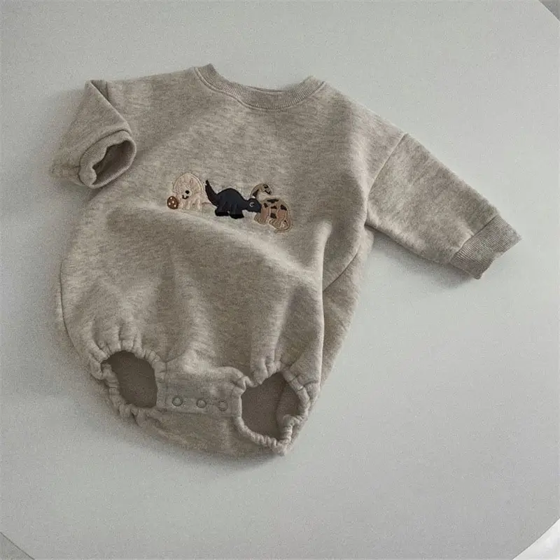 Korean Baby Toddler Dinosaur T-Shirt Grey Cotton