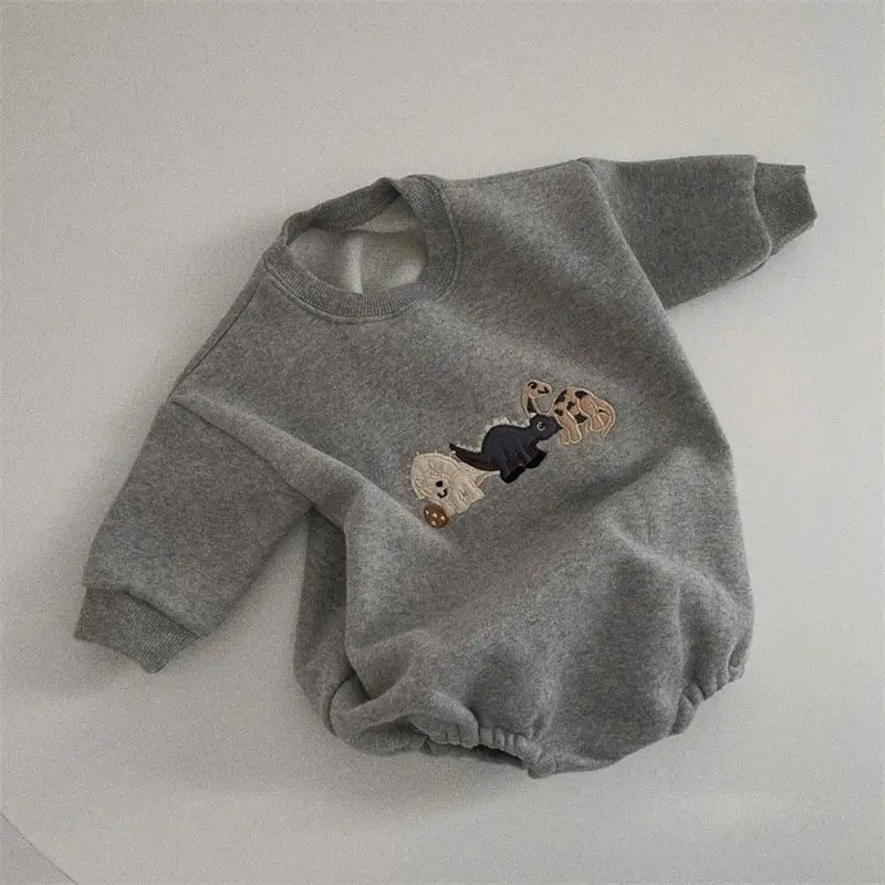 Korean Baby Toddler Dinosaur T-Shirt Grey Cotton
