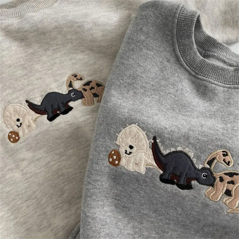 Korean Baby Toddler Dinosaur T-Shirt Grey Cotton