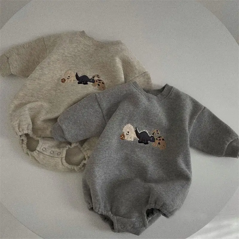 Korean Baby Toddler Dinosaur T-Shirt Grey Cotton — feature 1