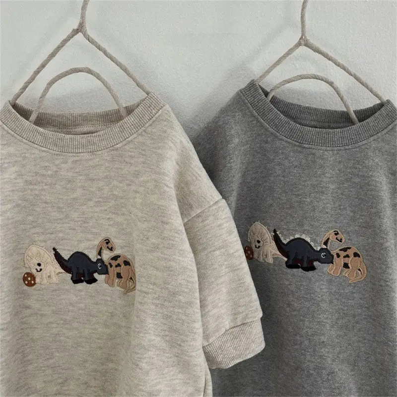 Korean Baby Toddler Dinosaur T-Shirt Grey Cotton — feature 3