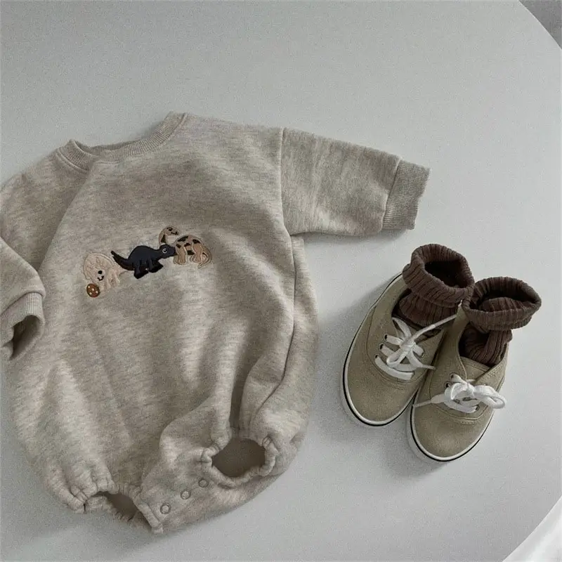 Korean Baby Toddler Dinosaur T-Shirt Grey Cotton — feature 5
