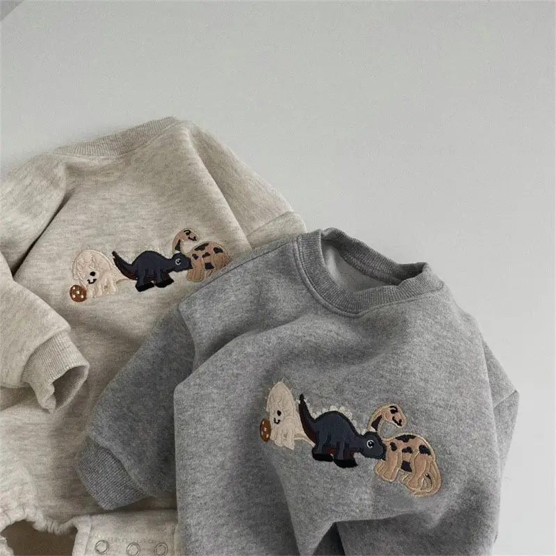 Korean Baby Toddler Dinosaur T-Shirt Grey Cotton — feature 6