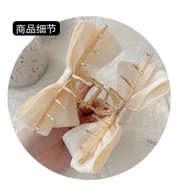 New Simple Fashion Bow Headwear Grab Clip Back Head Disc Hair Clip — feature 11