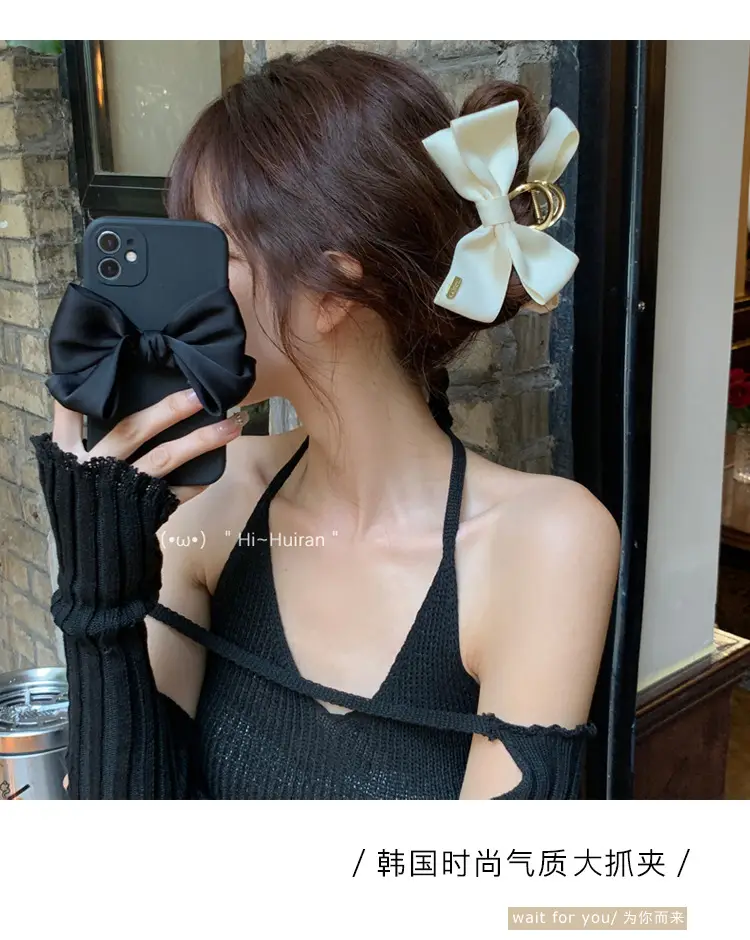 New Simple Fashion Bow Headwear Grab Clip Back Head Disc Hair Clip — feature 5