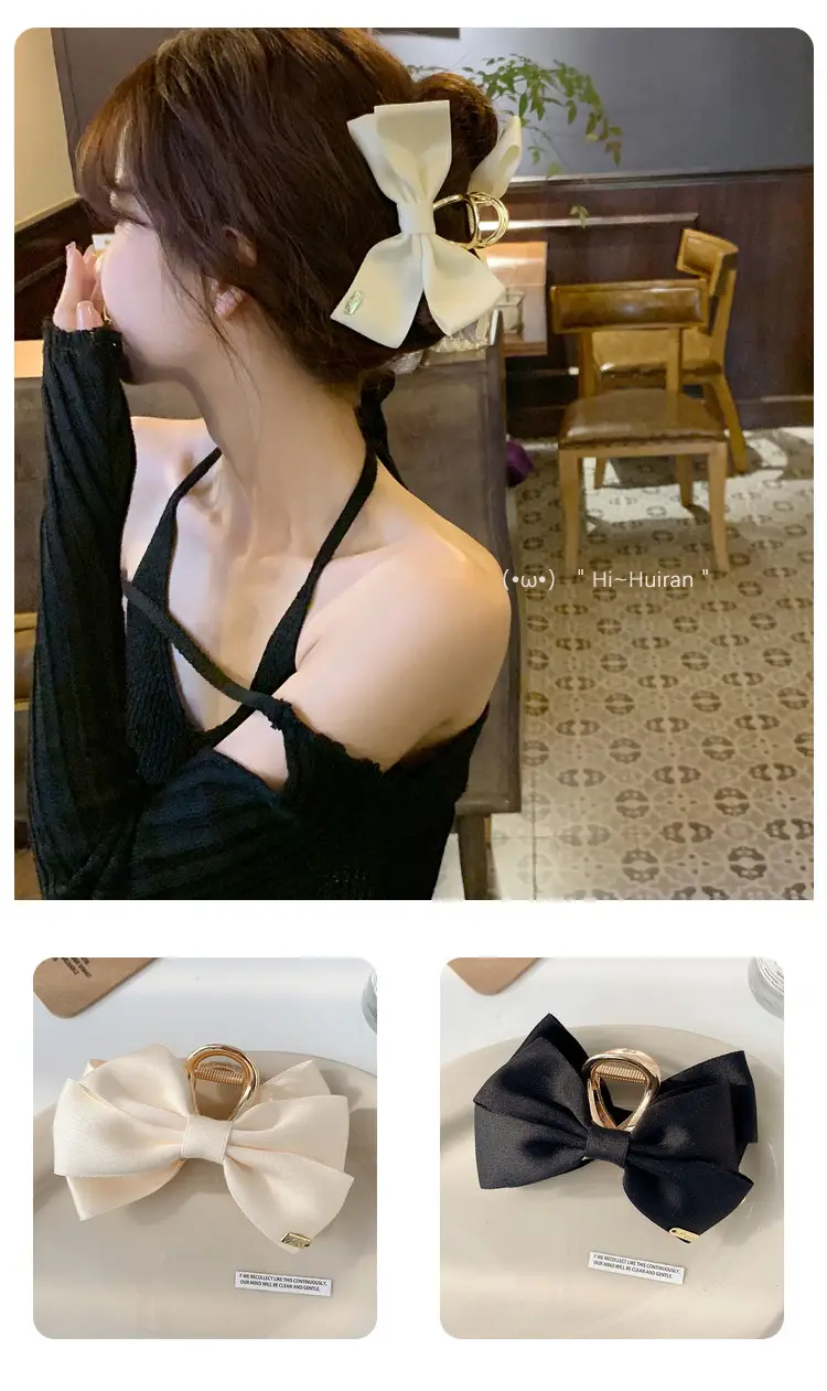 New Simple Fashion Bow Headwear Grab Clip Back Head Disc Hair Clip — feature 6