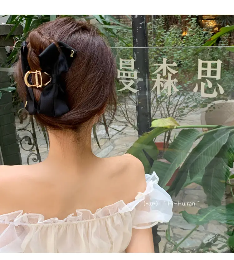 New Simple Fashion Bow Headwear Grab Clip Back Head Disc Hair Clip — feature 7