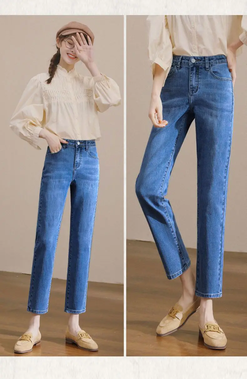 Vintage Small Straight Leg Jeans Women Blue — feature 11