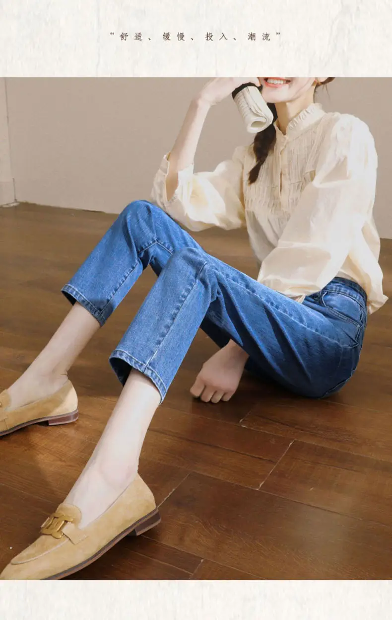 Vintage Small Straight Leg Jeans Women Blue — feature 12