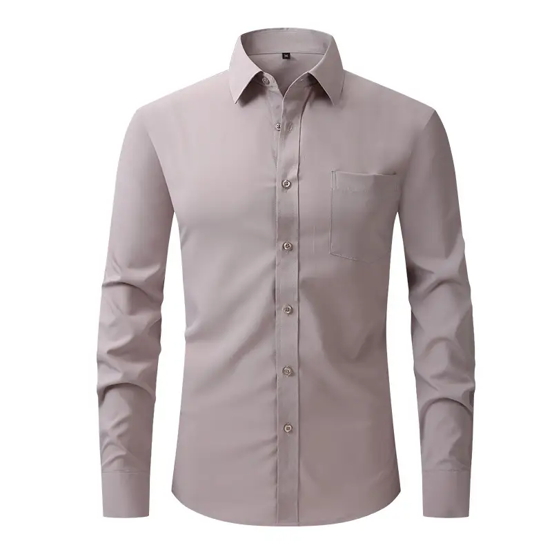 Men Slim Fit Blue Business Shirt with Grey Square Collar - Image 17