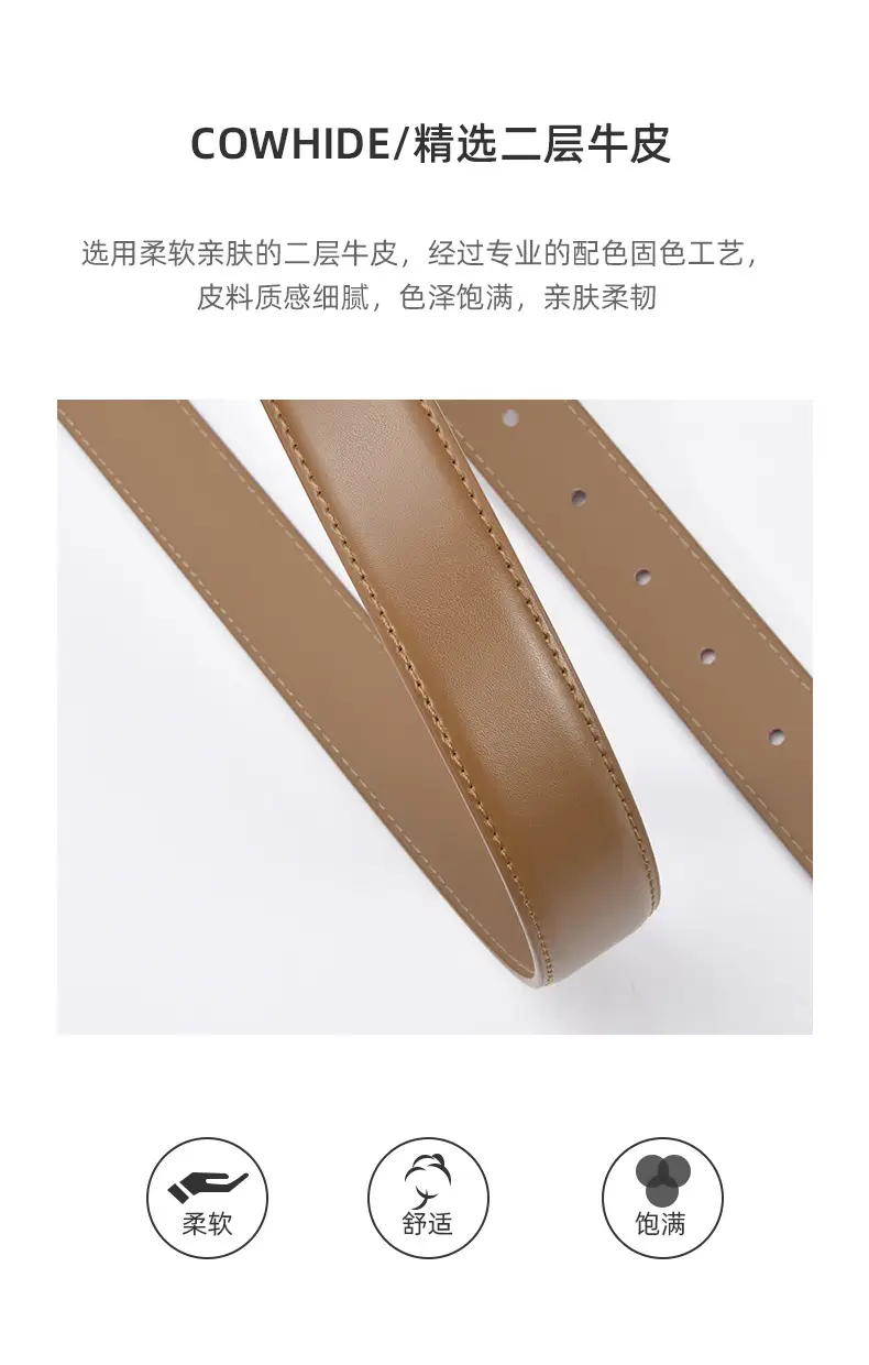 Women's Black Leather Belt with Buckle — feature 16