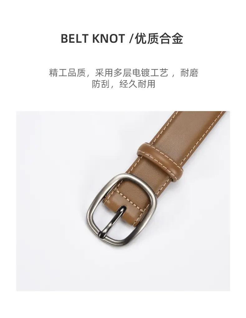 Women's Black Leather Belt with Buckle — feature 17