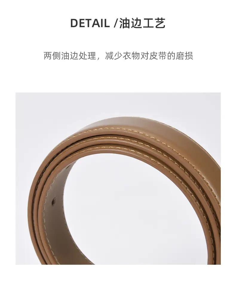 Women's Black Leather Belt with Buckle — feature 18