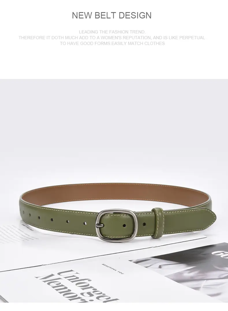 Women's Black Leather Belt with Buckle — feature 21