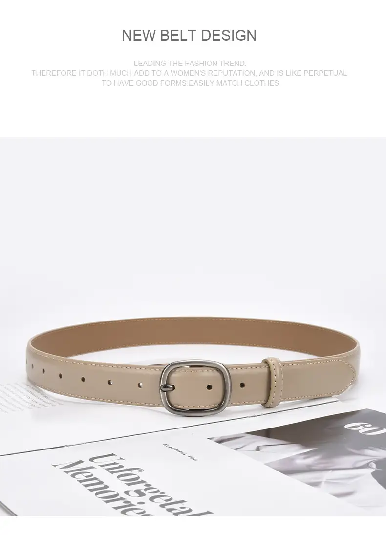 Women's Black Leather Belt with Buckle — feature 22