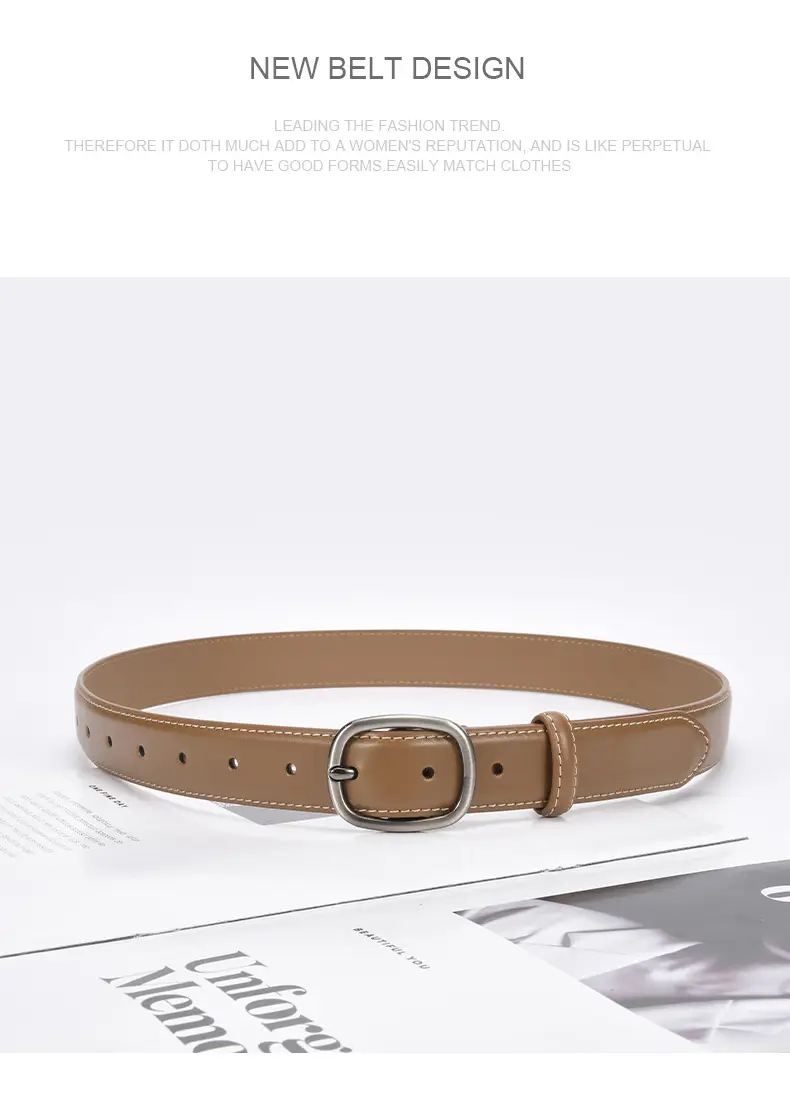 Women's Black Leather Belt with Buckle — feature 24
