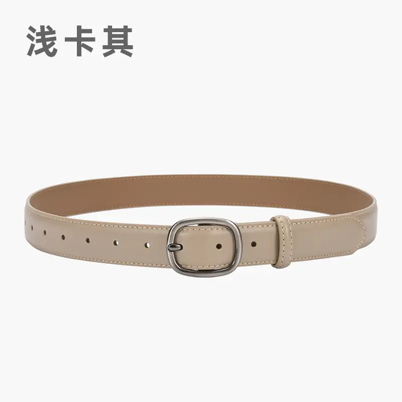 Women's Black Leather Belt with Buckle